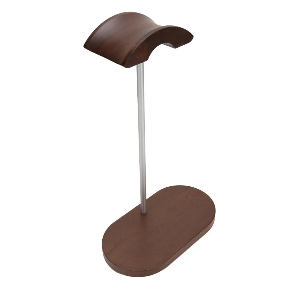 With Aluminum Alloy Supporting Bar Wood Base Walnut Headphone Stand Space Saving Desktop Earphone Rack Headset Holder