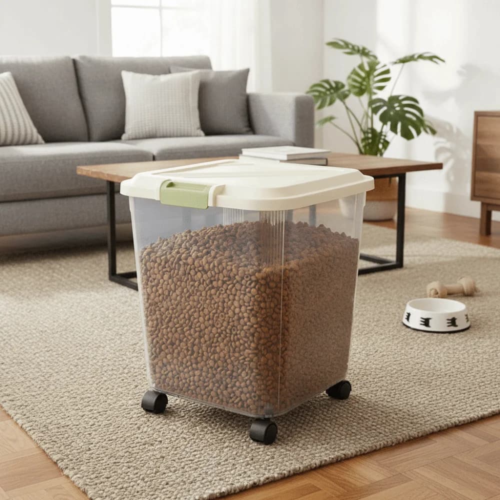 Durable Insect Proof Rice Storage Box Moisture Proof with Wheel Pet Food Container Sealed 15/25 KG Rice Dispenser Cereals