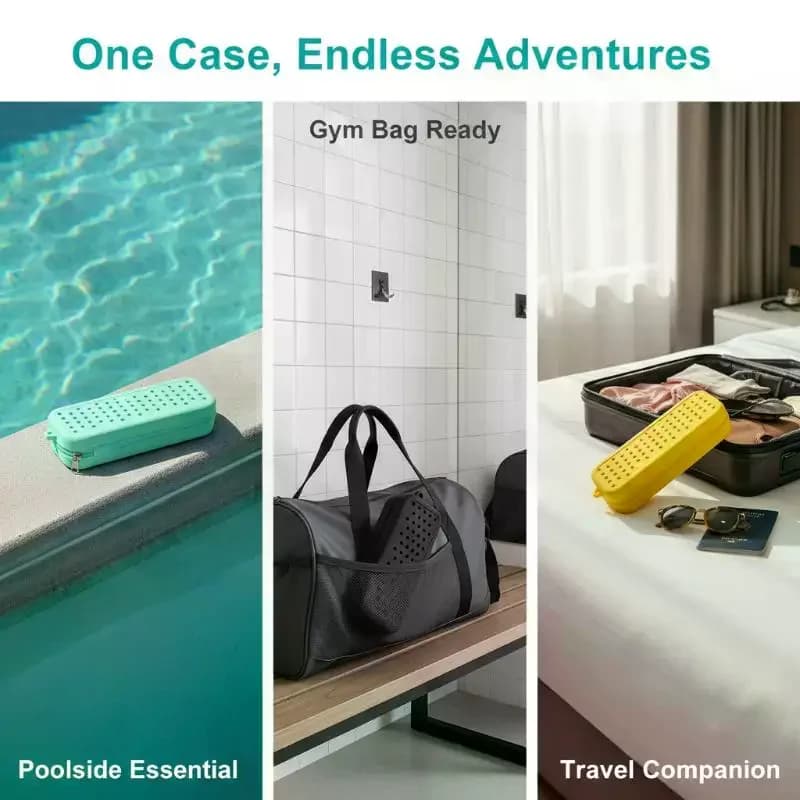 Safe Non-toxic Silicone Swim Goggle Case Perforated Breathable Portable Eyeglass Storage Bag for Kids Adults Swimming Trips