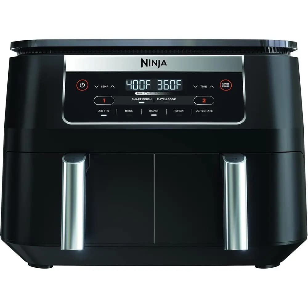 Friggitrice ad aria a doppio cestello 5-in-1 da 6 litri con tecnologia DualZone, nera