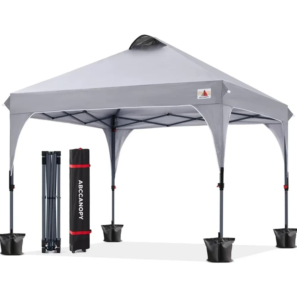 Tenda pop-up per esterni, baldacchino portatile istantaneo 10x10 per campeggio, spiaggia, cortile, grigio