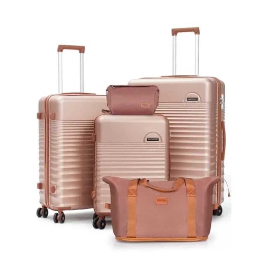 Luggage Sets 5 Pcs, ABS+PC Hardshell Suitcases with Wheels