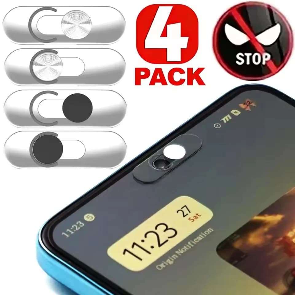 1/2 Pezzi Copertura Protettiva Trasparente in Metallo per la Privacy della Fotocamera per Samsung iPad Telefono Laptop, Adesivo Anti-spia Ultra Sottile per Lenti Webcam