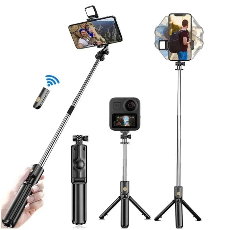 Roreta Treppiede wireless Selfie Stick con telecomando Bluetooth leggero allungabile per iPhone Cellulare Tiktok Live Stream