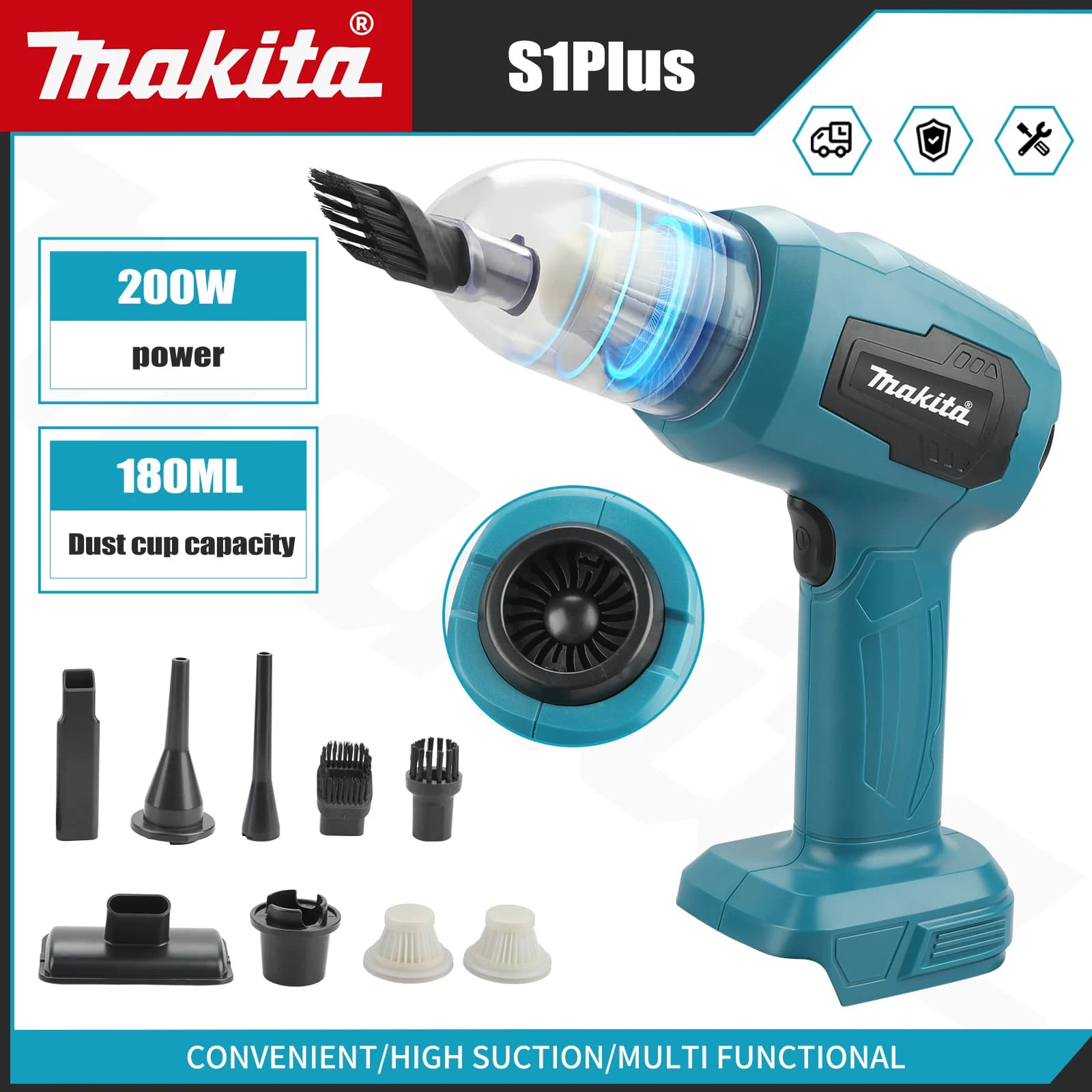 Makita 6000 giri/min Aspirapolvere per auto senza fili Portatile multiuso Piccola pompa domestica Aspirapolvere per auto portatile