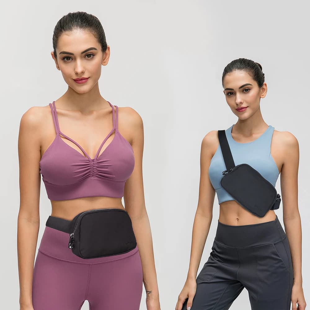 Marsupio Ecologico in Nylon Impermeabile per Donne, Borsa a Tracolla con Cinturino Regolabile, Marsupio Sportivo con Tasca per Telefono