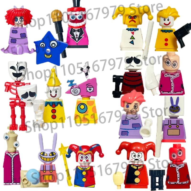 8Pcs/Sets Anime Pomni Caine Jax Building Blocks Sets Assembled Raghata Gangle Kinger Zooble Bricks Toys