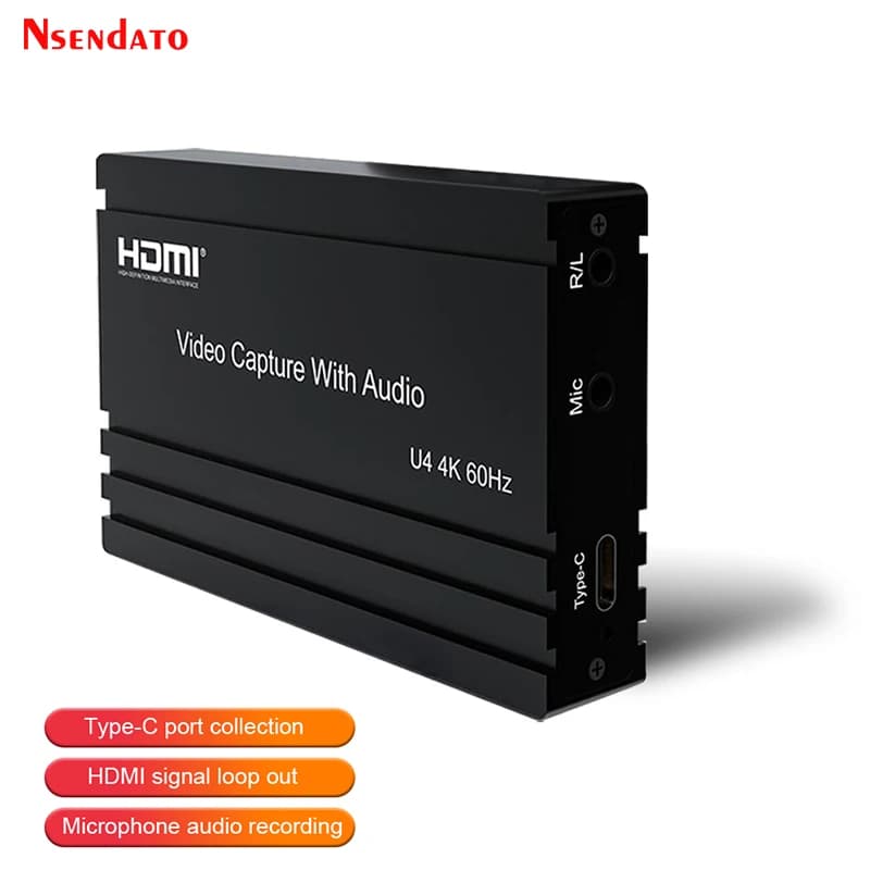 Scheda di acquisizione video HDMI 4K 60Hz Type-C con audio, da HDMI a Type-C, per gaming, OBS, Vmix, live streaming e registrazione video