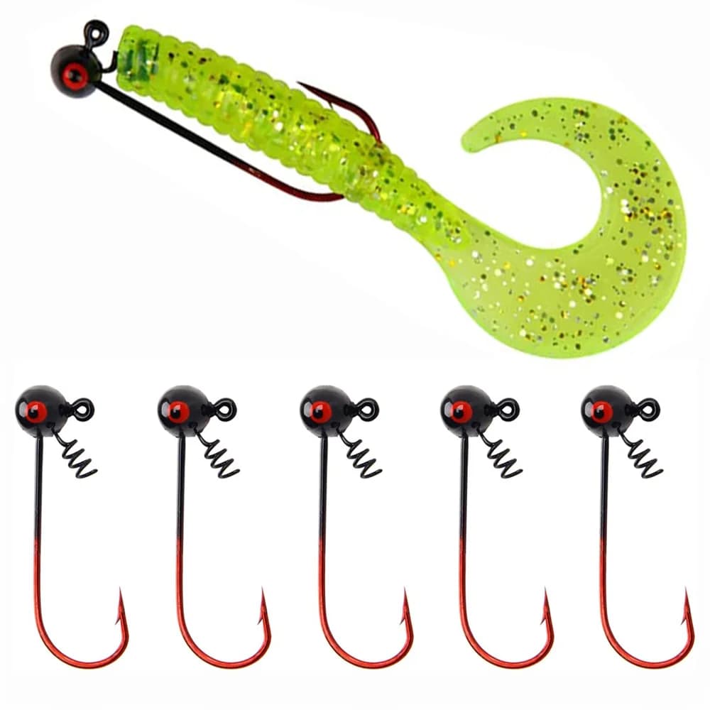 6Pcs Jig Head Hooks Shaky Football head Soft Worm Lure spring lock Weighted jig fishing Hooks for Bass Fishing 1/4 1/8 1/16oz