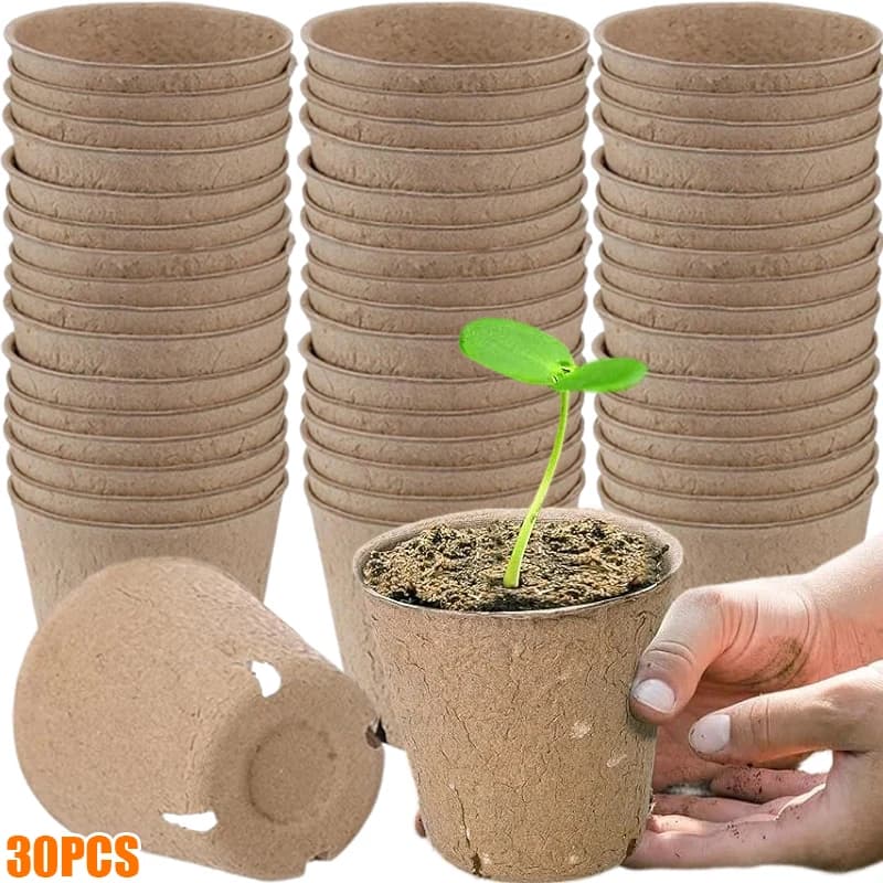 Biodegradable Vases for Semina, Containers for Vivary Plants, Trays for Flowers with Draining Holes
