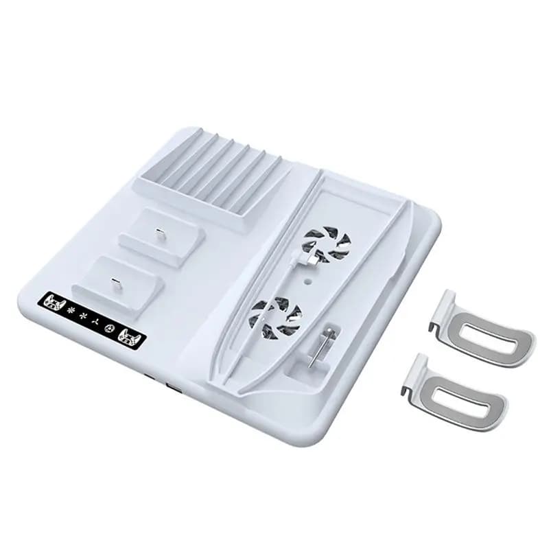 Base di supporto AYHF per PS5 Slim e ventola di raffreddamento con stazione di ricarica per controller per accessori PS5 Slim