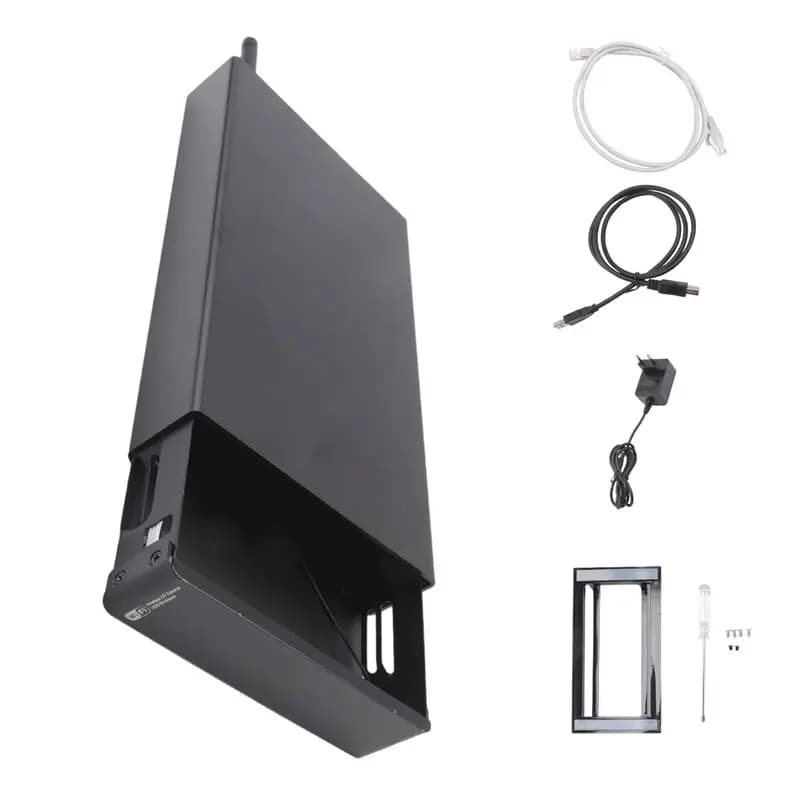 AED7 - Box Esterno Portatile per HDD/SSD da 3.5 Pollici, USB 3.0, Ethernet RJ45, Server NAS per Streaming di Rete, con Spina EU