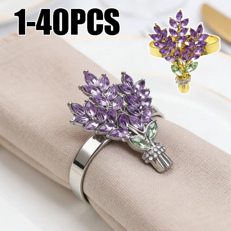 Portatovaglioli in Lega di Zinco Viola Lavanda, Anelli per Tovaglioli Elettroplaccati con Finitura Leggera, Decorazioni per Tavola per Hotel e Banchetti