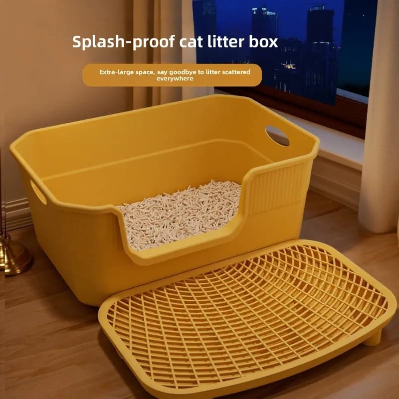 Oversized Anti Splash Cat Litter Box Open Top Odor Control Large Cat Pan Cat Litter Box Cat Sandbox Litter Box for Cats