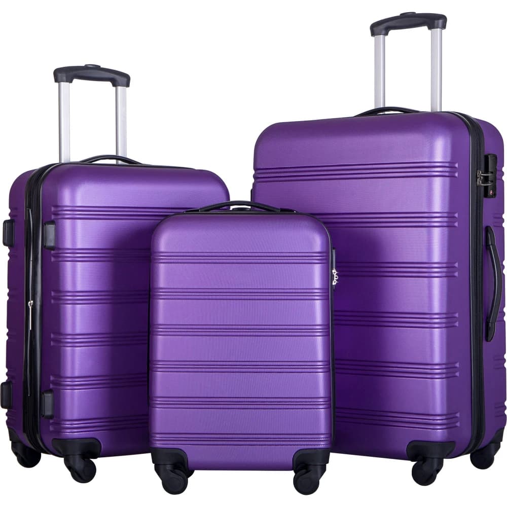 Set di Valigie Rigide 20/24/28 Pollici con Colore Sfumato, 3 Pezzi Espandibili con Ruote Girevoli, Serratura TSA, Leggere