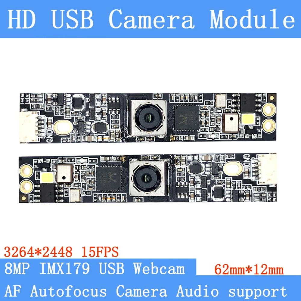 Modulo telecamera USB UVC 15FPS 800W IMX179 AF Messa a fuoco automatica HD Riconoscimento facciale Webcam Supporto audio