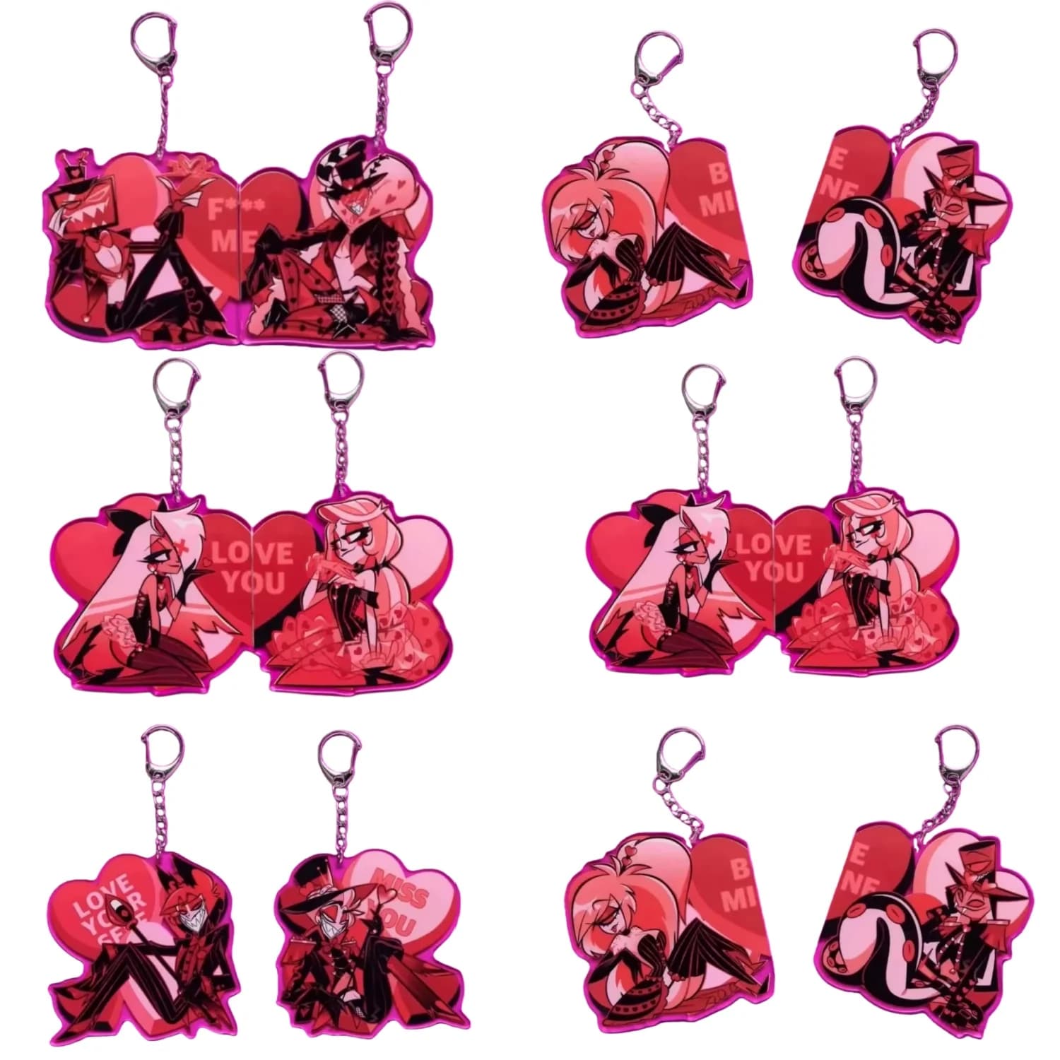Portachiavi in Acrilico Hazbin Hotel con Personaggi Charlie Morningstar e Vaggie, Ciondolo per Zaino, Regalo di San Valentino