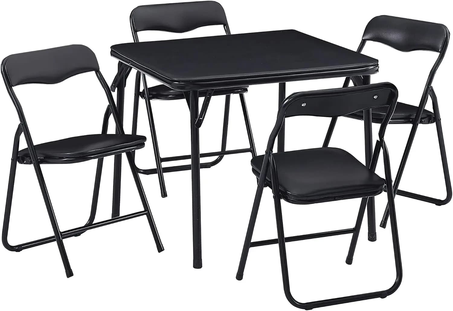 Kids Folding Activity Table and Chairs Set, 5-Piece, Portable with Cushion, Classic Black