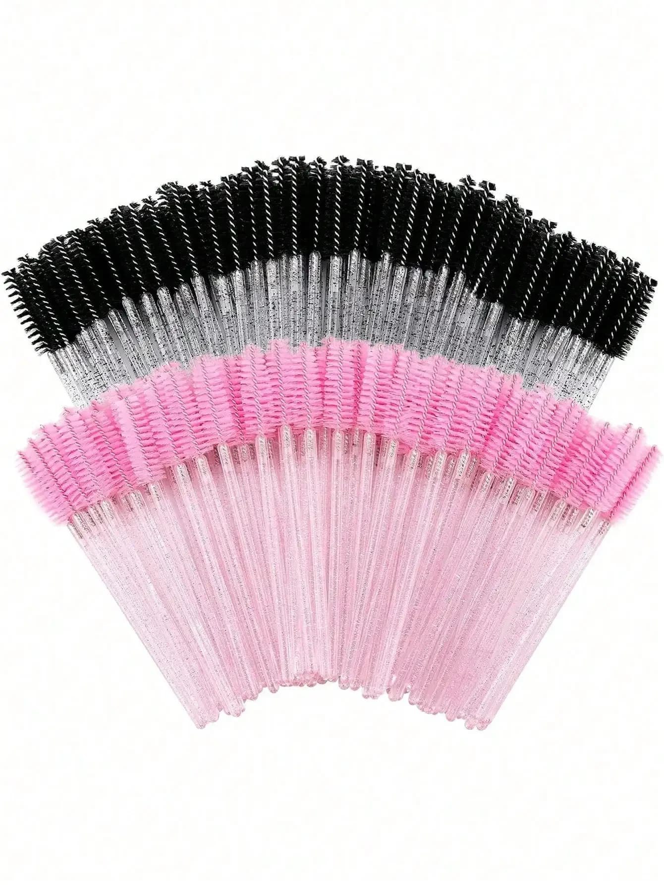 200 pennelli monouso per mascara da 10 cm, per sopracciglia e ciglia, colore nero e rosa