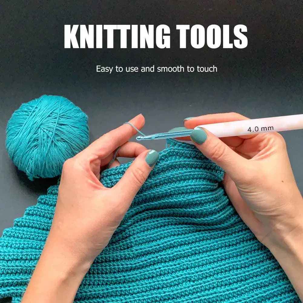9Pcs Knitting Needles Yarn Sweater Weave Sewing Craft Tool Aluminum Alloy Colorful Hooks Soft Handles Sweater Needles