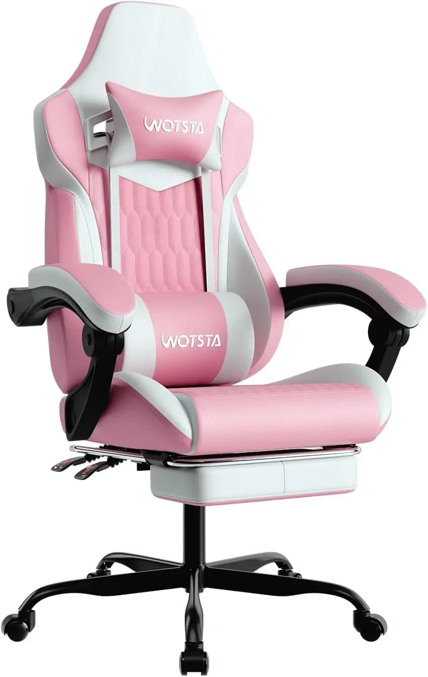 Sedia da Gaming con Poggiapiedi, Sedia Ergonomica per Gamer in Pelle PVC con Schienale Alto e Regolabile