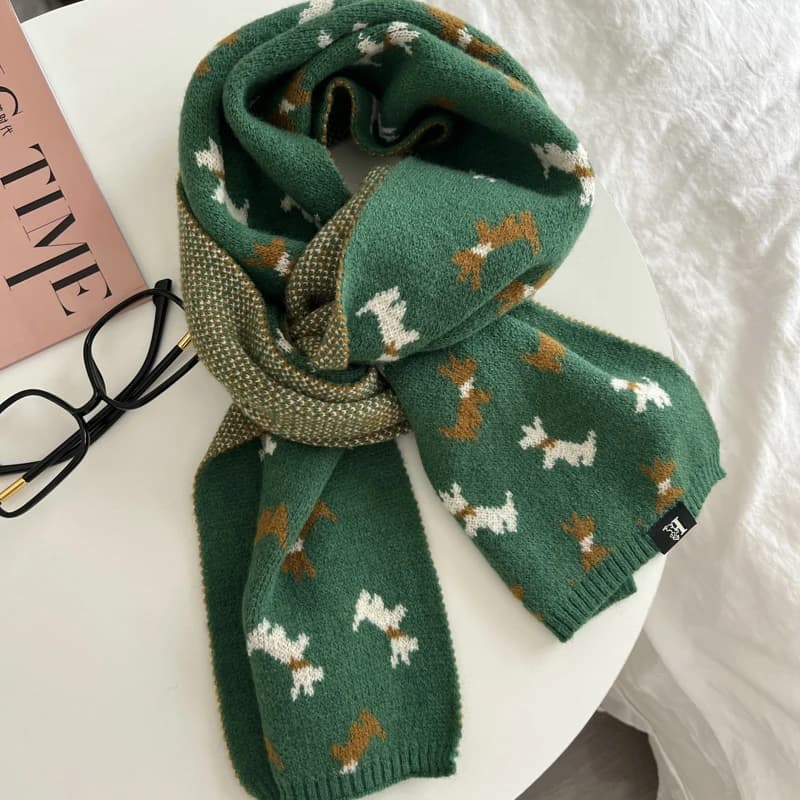 Women's Long Sleeved Scarf, Warm Winter Scarf with Animal Motives, Women's Wrap Scarf