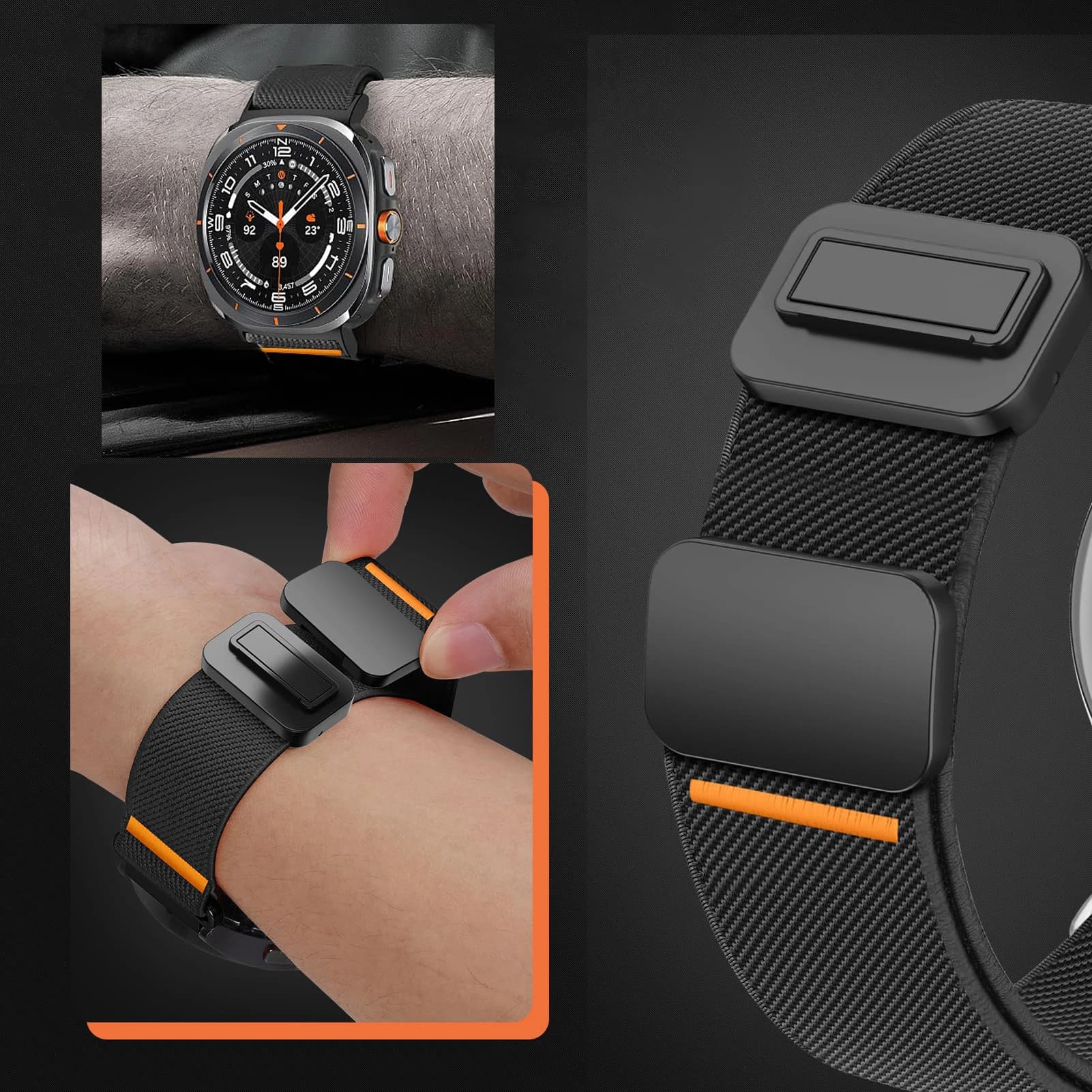 For Samsung Galaxy Watch 2025 Ultra Strap 47mm Stretch Bracelet Galaxy watch 8/8 classic 46 40mm 44mm Magnetic Nylon Strap