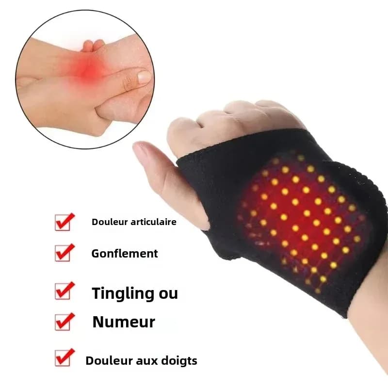 Fascia da polso calda autoriscaldante regolabile Magnete tormalina Scaldamani da polso Compressione Cintura disinfettante per alleviare il dolore