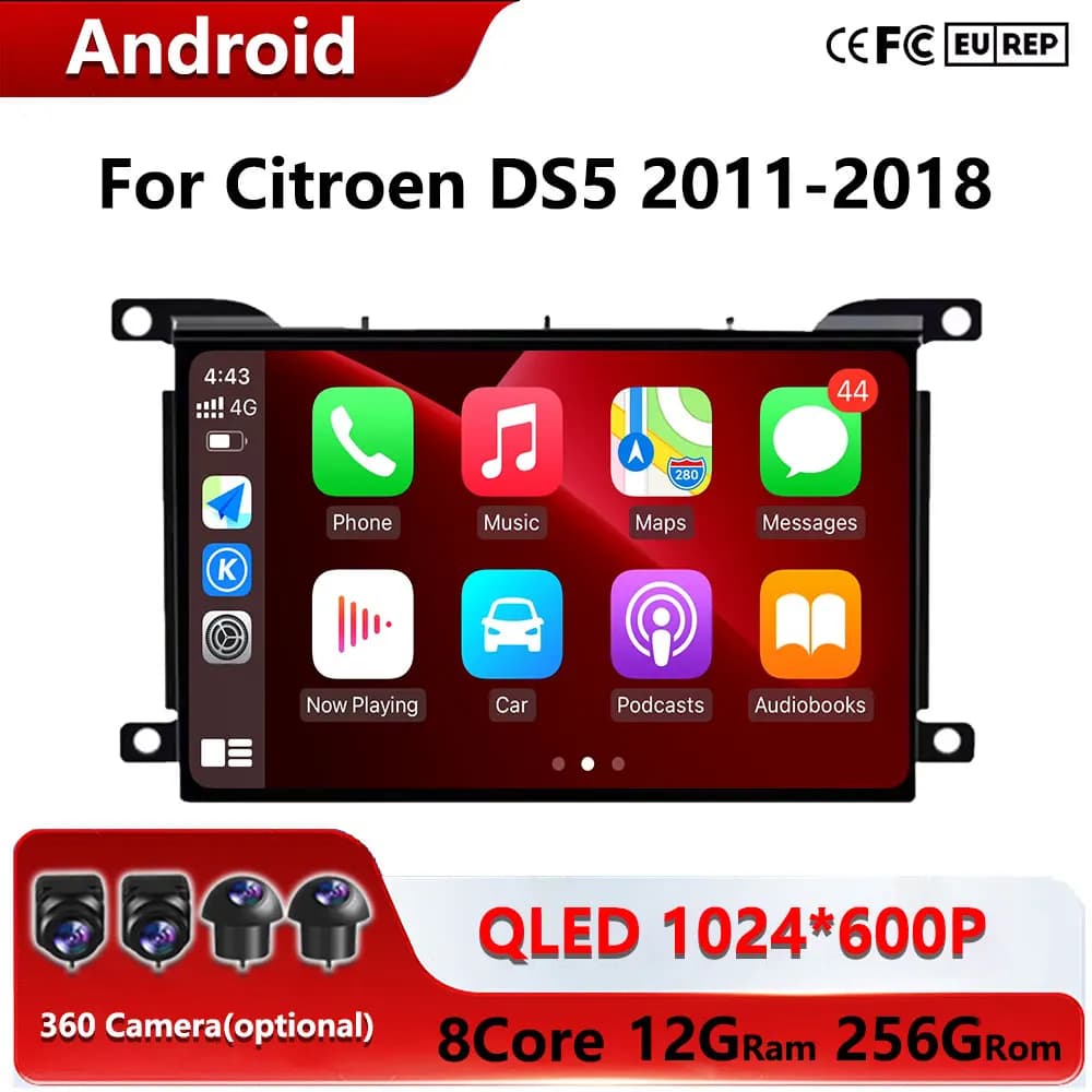 Car Android 16 QLED Screen For Citroen DS5 2011 2012 2013 2014 2015-2018 Radio Stereo Multimedia Player 2din GPS Navigation