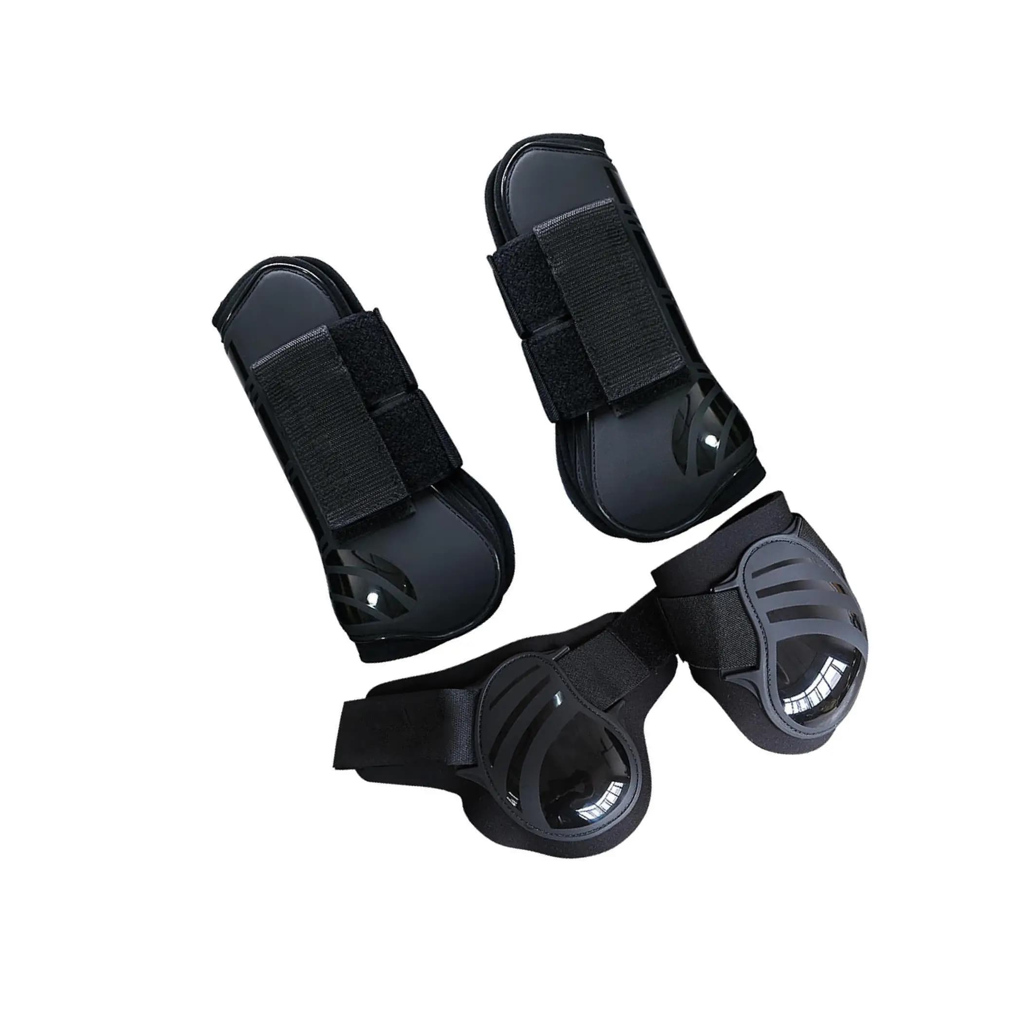 4 pezzi di stivali per gambe posteriori anteriori per cavalli, tendine equino Fetlock Proteggi nero XL
