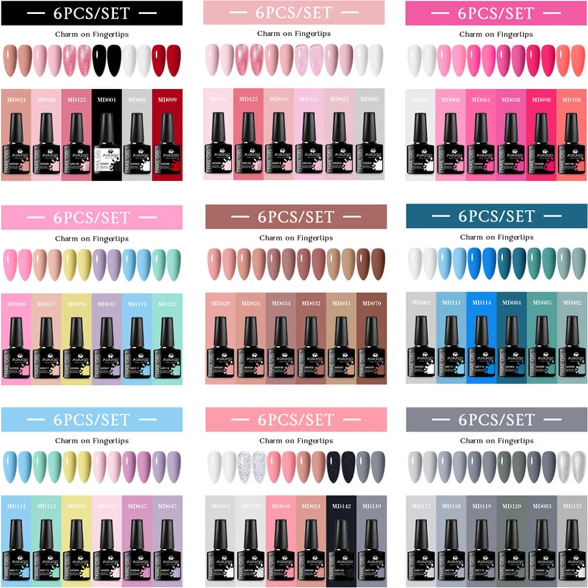 6 pezzi set di smalti gel per unghie fai da te nail art design tutto per la decorazione Soak Off gel UV kit di vernice gel per manicure a lunga durata