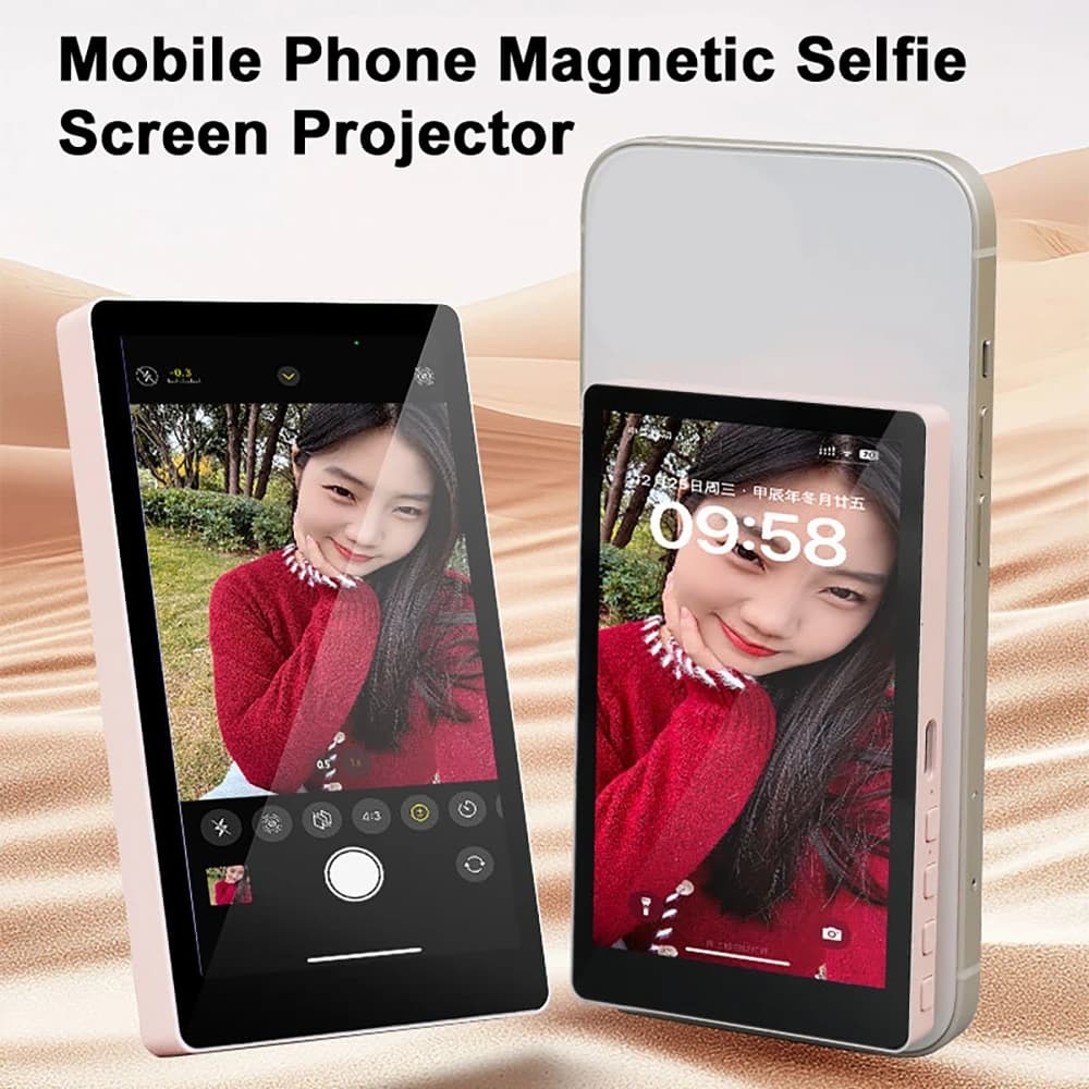Schermo per Selfie per Telefono Cellulare 180 ° Proiettore Magnetico Rotante per Selfie Posteriore con Telecomando per Vlog e Dirette