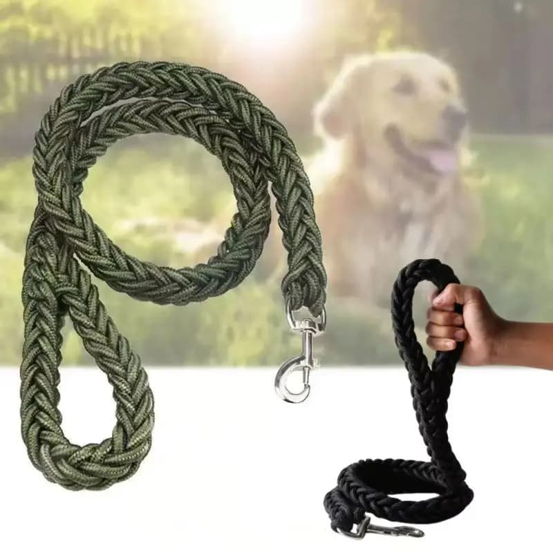 Long Nylon Dog Leash Braided Thick Rope Heavy Duty Strong Pet Walking Traction For Bulldog Rottweiler Hound Outdoor Training