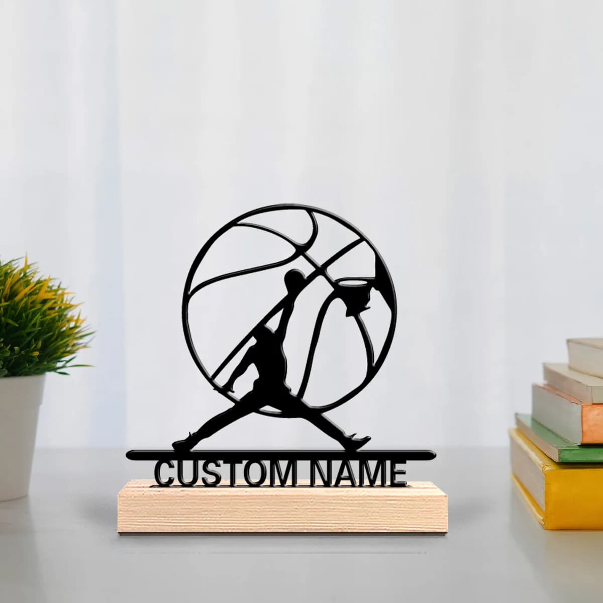 1pc Personalized Metal Artwork Custom Content With Wooden Base Housewarming Gift,Metal Ornament Decoration