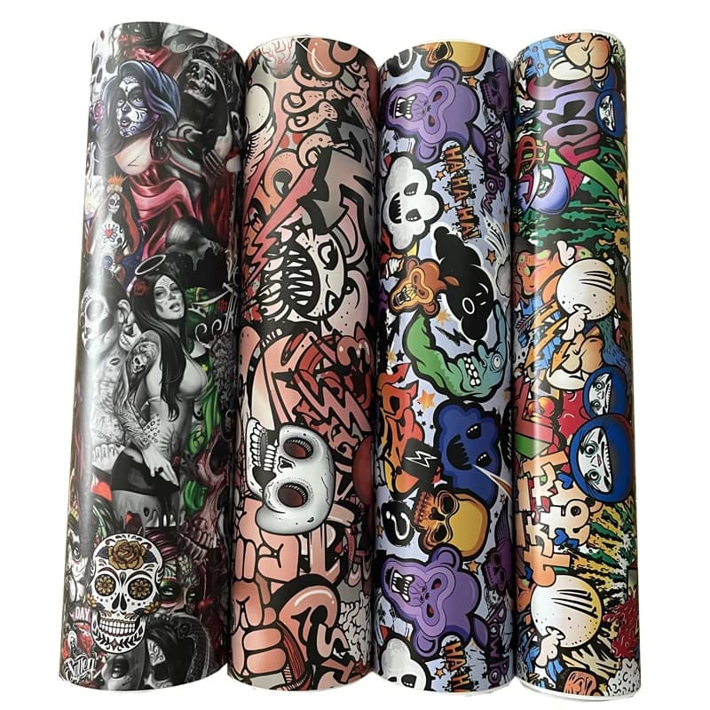 Cartoon Skull Sticker Bomb Vinyl Wrap Decal Bag Computer Skateboard Bicycle Skate Car Bike Helmet