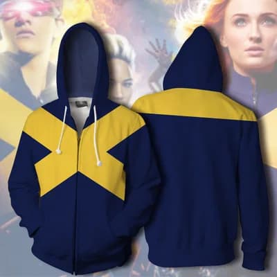 X-Men: Felpa con cappuccio cosplay del film Dark Phoenix con stampa, giacca anime, lo stesso stile del film.