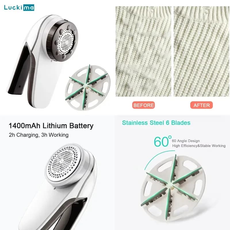 6-blades Sweater Fabric Shaver Lint Remover USB Rechargeable Portable Traveling Clothes Fuzz Pills Defuzzer Hair Ball Trimmer