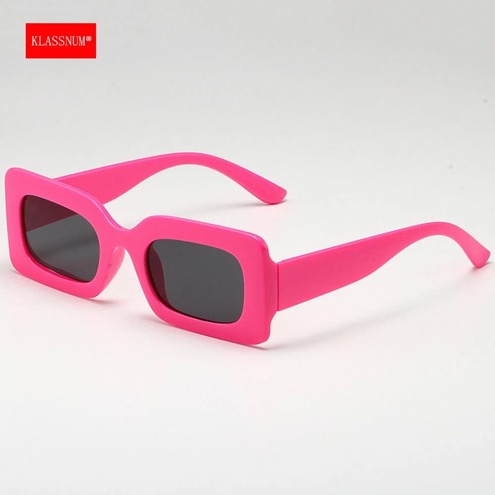 KLASSNU Women Candy Color Retro Sunglasses Large Square Frame Sun Glasses 2026 Trendy Party Eyepiece Anti UV400 Sun Shades