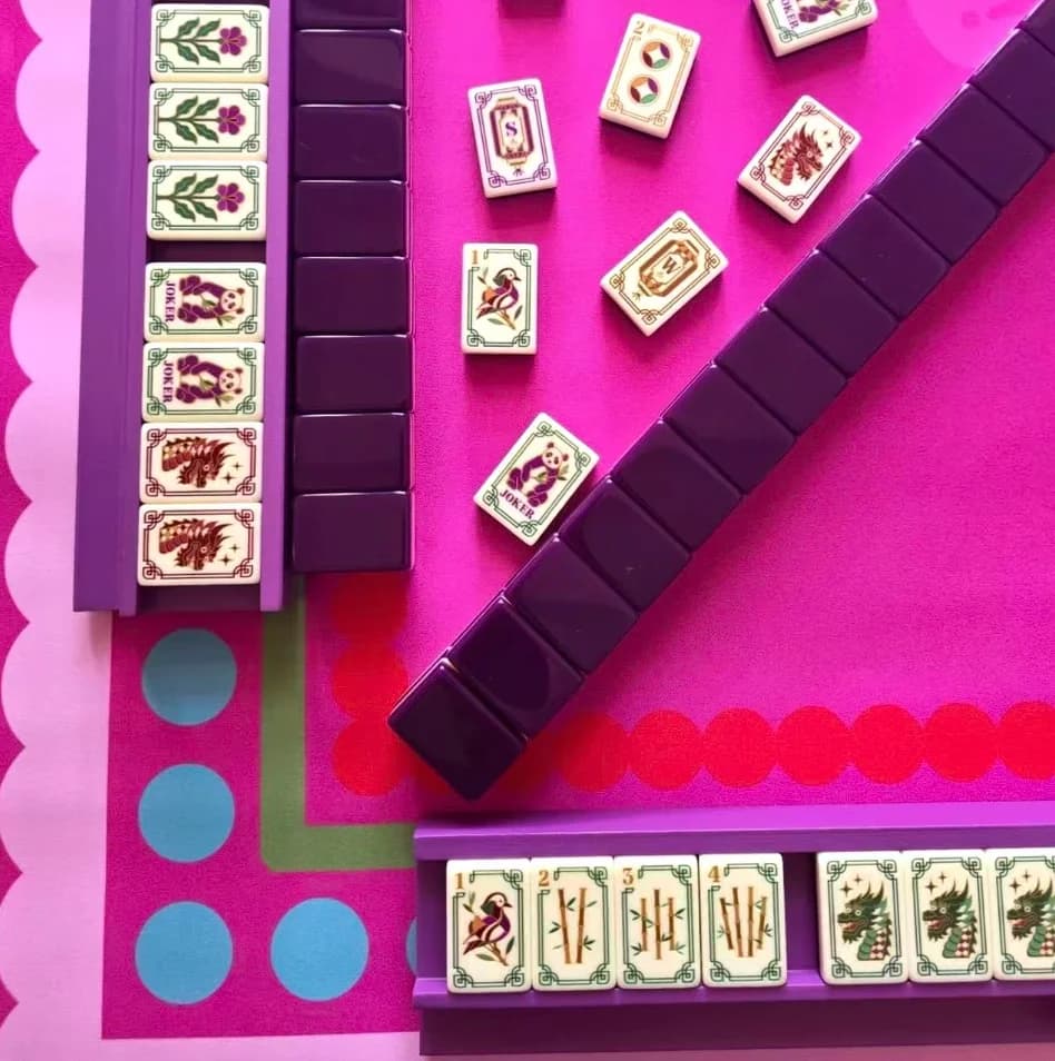 In Stock plum panda mahjong tile set Custom acrylic luxury 160 Mahjong Tiles American Set with plum panda mahjong mat