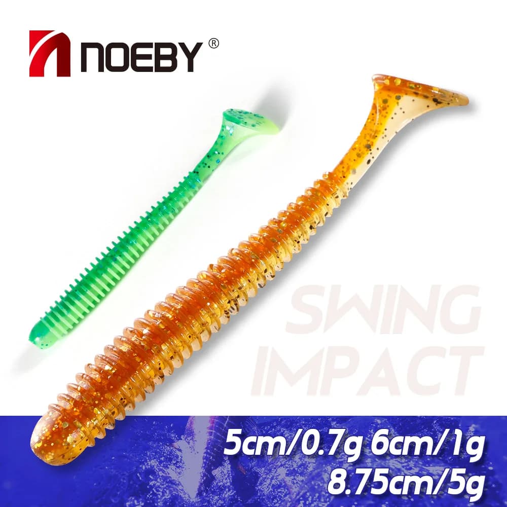 NOEBY esca morbida esca in Silicone 50mm 60mm 75mm 87.5mm Grub worm Paddle Tail Wobblers artificiali luccio Bass Bait Leurre Souple