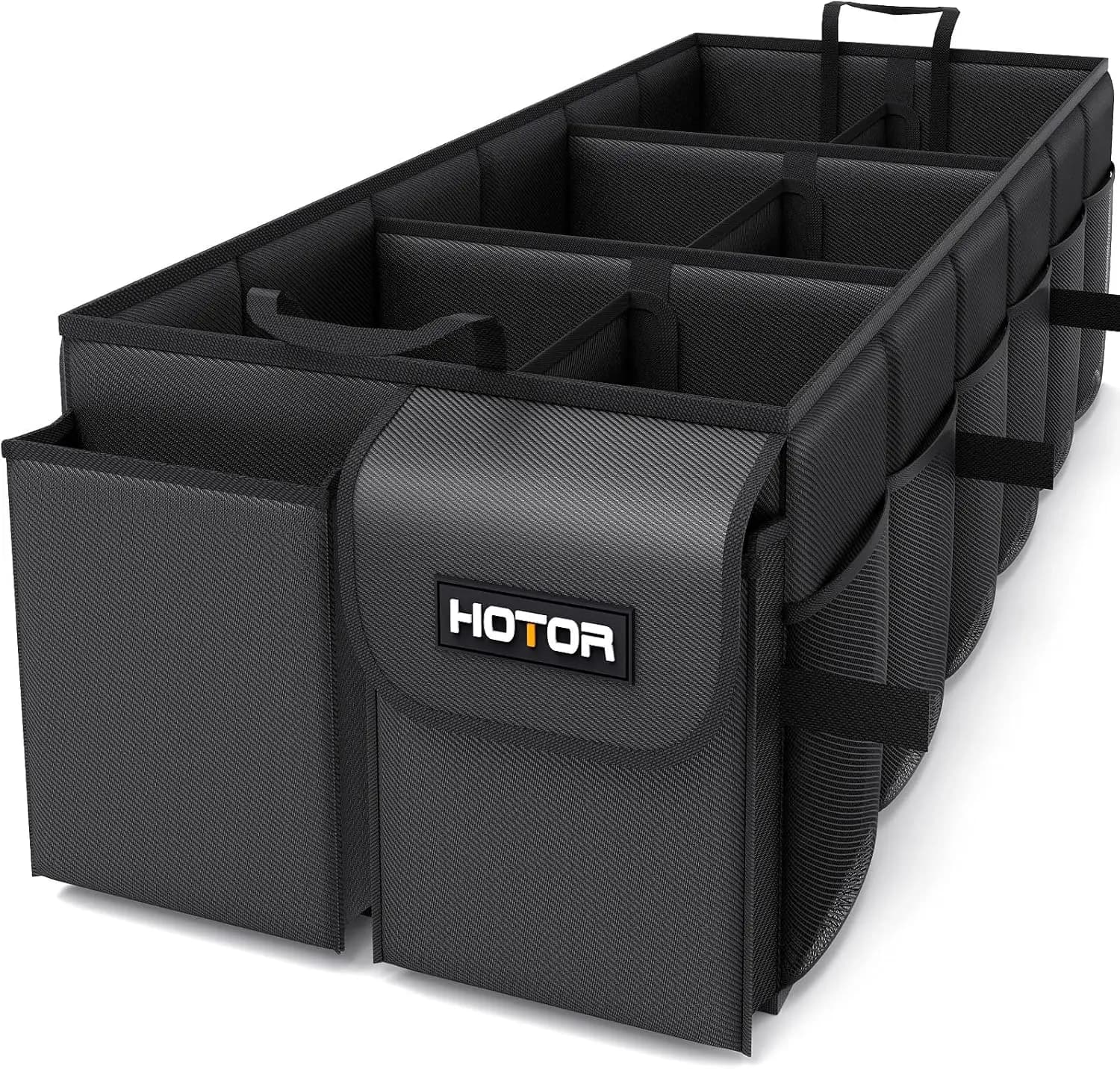 Organizer Pieghevole per Bagagliaio Auto con 6 Scomparti, Contenitore Robusto per SUV e Berlina, Nero, 34.8x16.0x11.6 Pollici