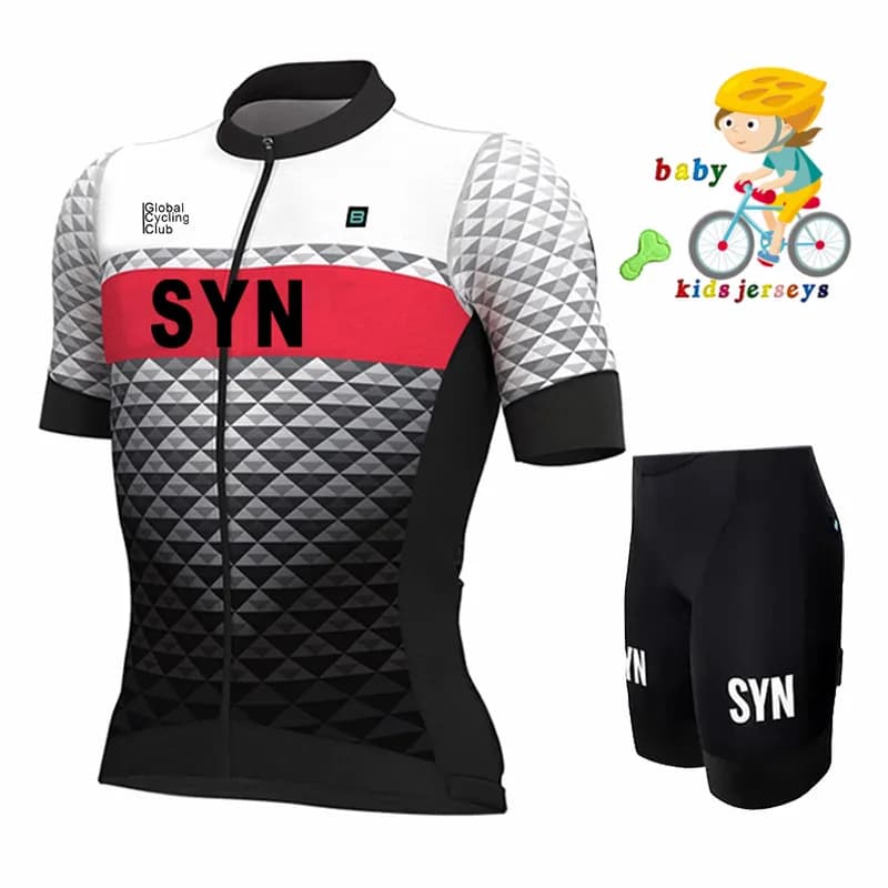 New Pro Team Baby Breathable Kids Cycling Knit Set Shorts with Pillow Black Kids Bike Clothing Boys Girls Summer Bicycle