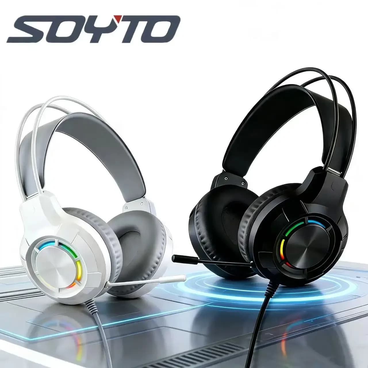 SOYTO Gaming Cablate Headphones with Low Backgrounds and Microphone with Noise Cancellation, Compatible with Desktop and Laptop PCs, Ideal for FPS Games