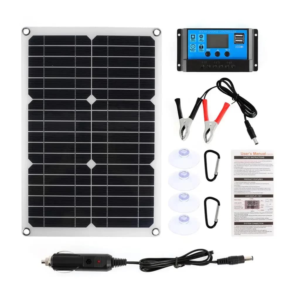 Kit pannello solare 180W 12V 2 porte USB con regolatore di carica solare 20A Caricabatteria portatile per ricarica luce yacht per auto telefono
