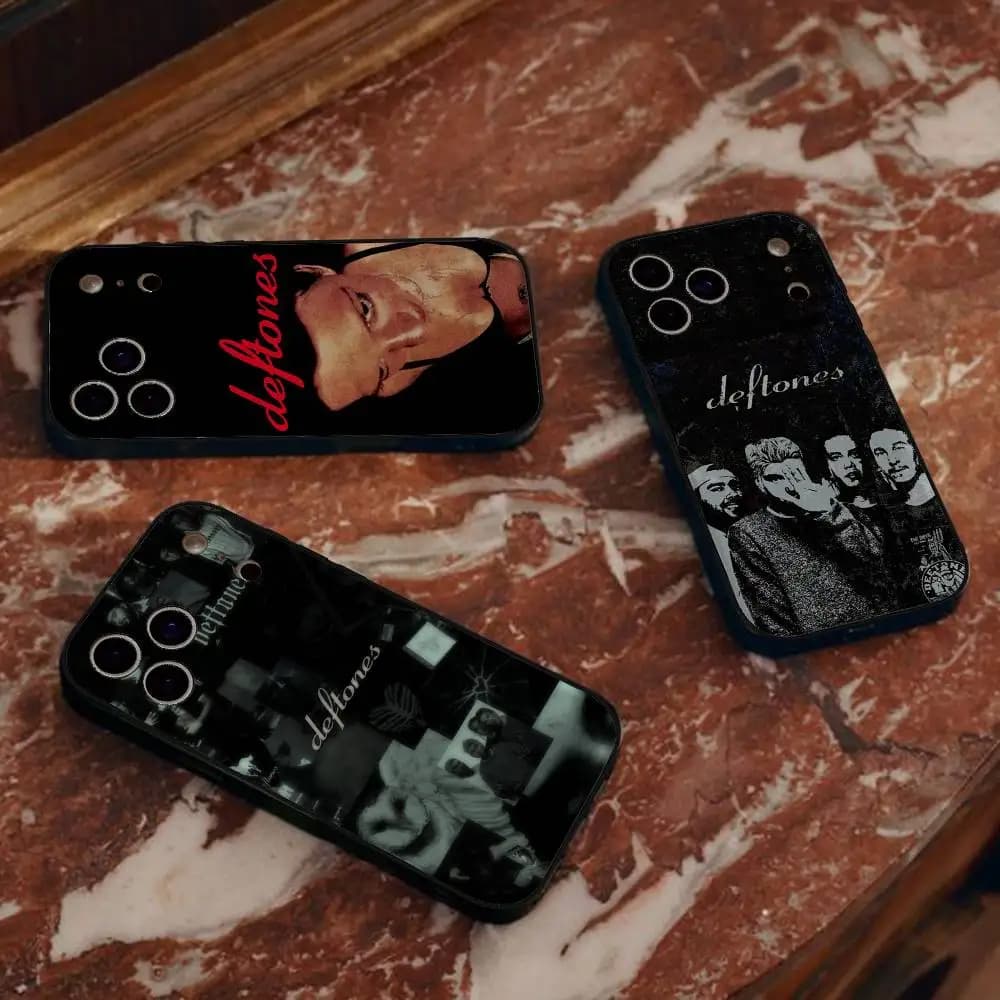 Cover for iPhone Band D-Deftones in soft matte silicone for models 17 Pro, 15, 13, 14, 16, 11, 12 Pro Max, 7, 8 Plus, XR, XS, X, SE