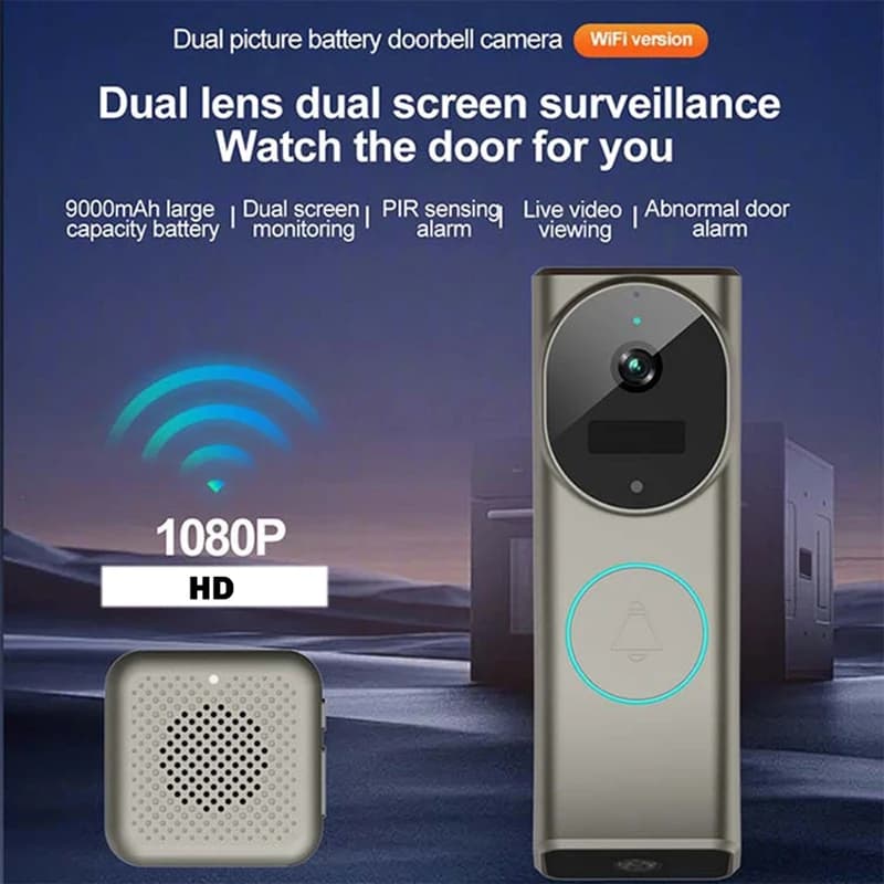 Videocitofono IP Wireless WIFI con Doppia Lente 2MP 1080P, Telecamera Spioncino per Porta - A79U