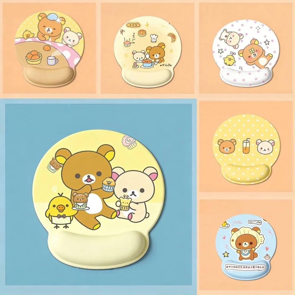 Tappetino per mouse da polso Rilakkuma, tappetino in gomma morbida, carino e kawaii, antiscivolo, con supporto per il polso, accessorio da scrivania per computer, ufficio, gaming, per donna