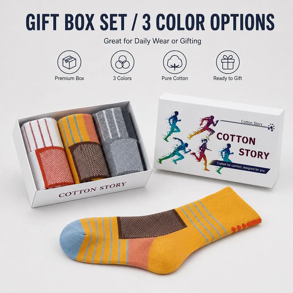Men's Running Socks Shock-Absorbing Moisture-Wicking Mid-Calf Socks with Non-Slip Thickened Terry Sole Professional Sports Socks
