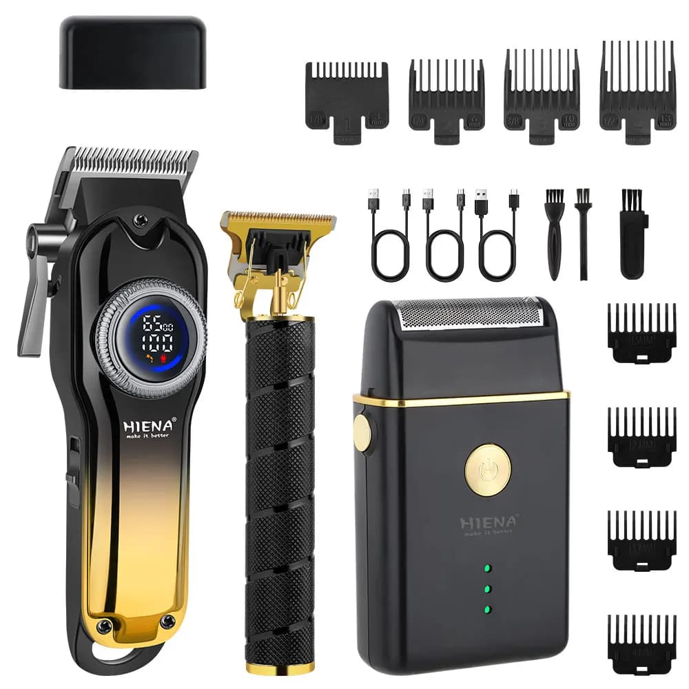 3 pcs Electric Razor Cutters Men's Professional Haircuts Rechargeable Wireless Barba with LED Essential Gift for Men
