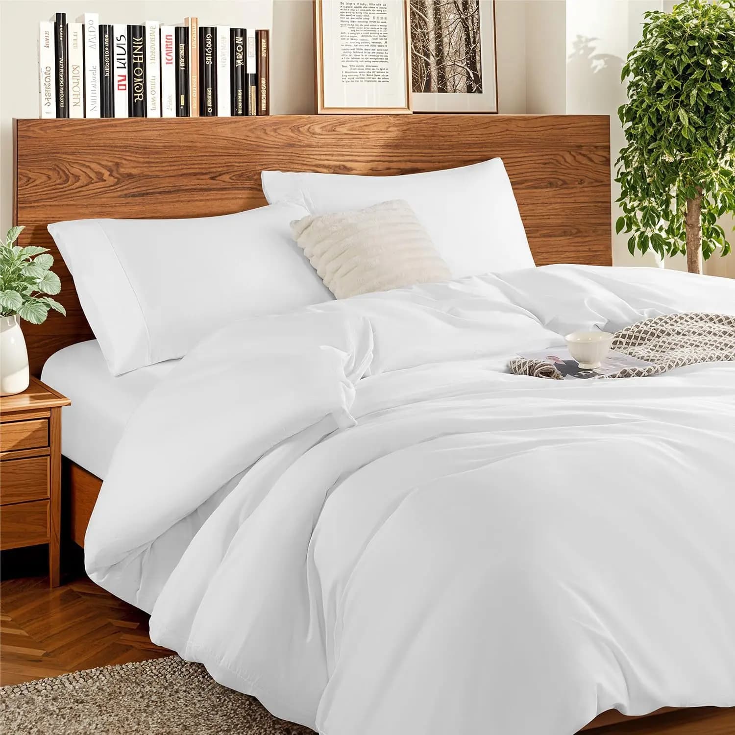 1200 Thread Count Egyptian Cotton Duvet Cover Set - King, White, 3 Pieces